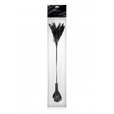 Mini cravache main avec plumes noires - Sweet Caress