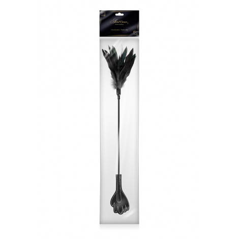 Mini cravache main avec plumes noires - Sweet Caress