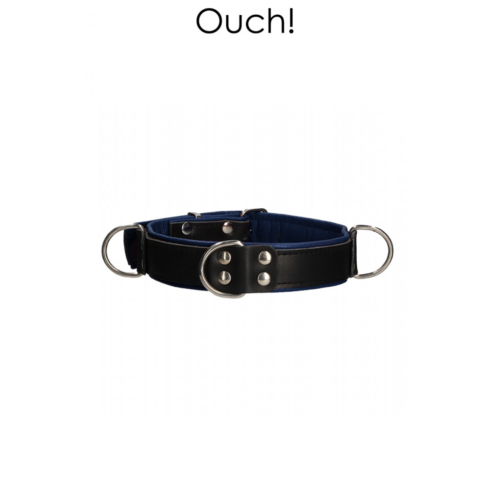 Collier Bondage Deluxe bleu et noir - Ouch!