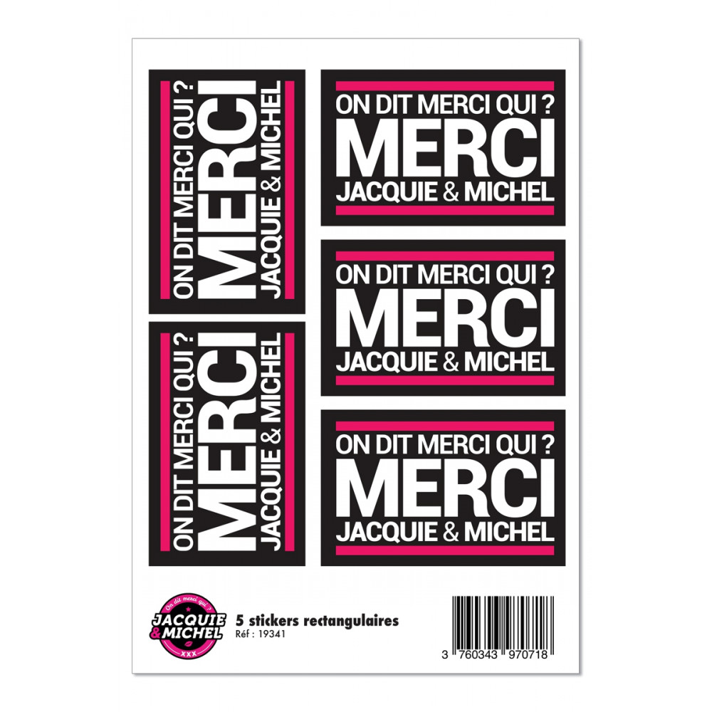 5 stickers J&M noir logo rectangle
