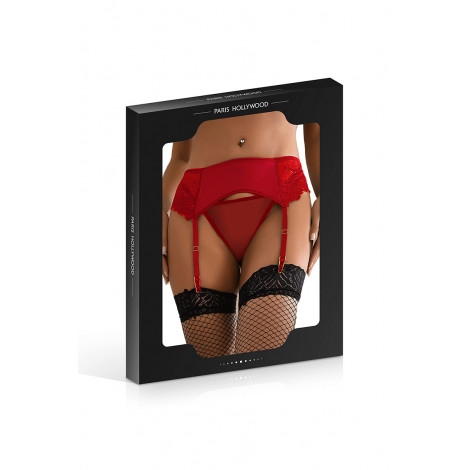 Porte-jarretelles en dentelle avec string rouge