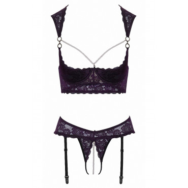 Ensemble lingerie ouverte violet - Cotelli Lingerie