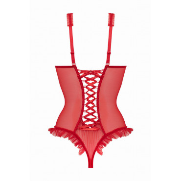 Body wetlook ouvert rouge Mistique - Christine