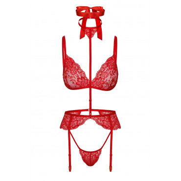 Ensemble 5 pièces Bondage Red Lace Kiss 243 - Kissable